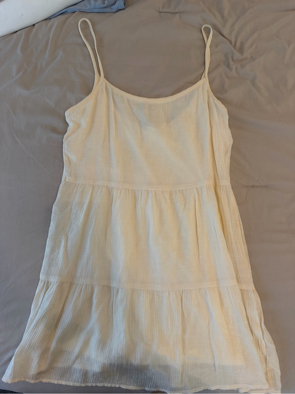 Divided Cream Tiered Spaghetti Strap Sundress